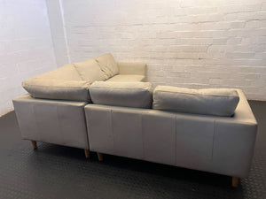 Modern Beige L-Shape Corner Couch with Chaise