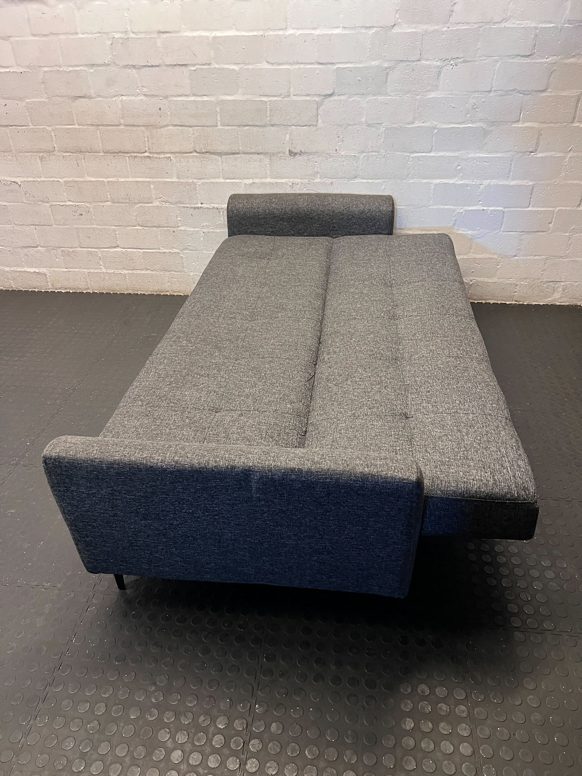 Sleek Grey Tufted Fabric Sofa Sleeper Couch