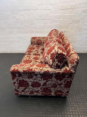 Classic Floral 2-Seater Sofa - Red & Beige Pattern - 2ndhandwarehouse.com
