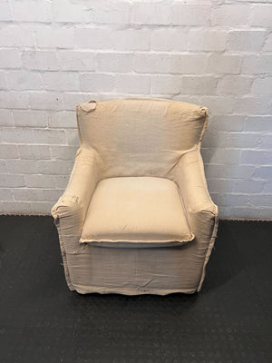 Cozy Cream Slipcover Armchair - Some damages - 2ndhandwarehouse.com