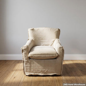 Cozy Cream Slipcover Armchair - Some damages - 2ndhandwarehouse.com