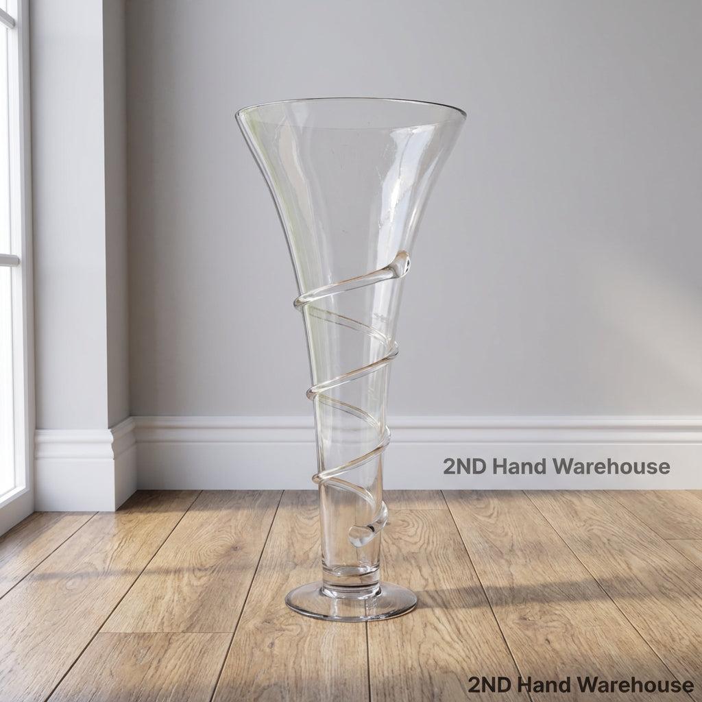 Elegant Spiral Clear Tapered Vase - 2ndhandwarehouse.com