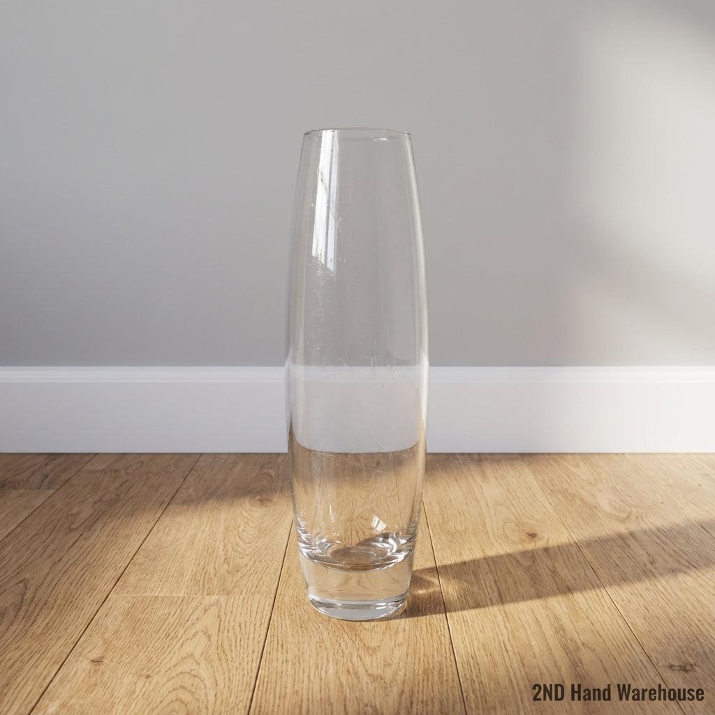 Elegant Clear Glass Cylindrical Vase - 2ndhandwarehouse.com