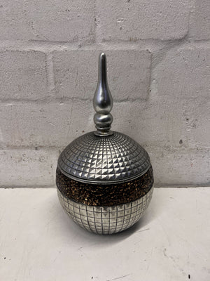Unique Silver & Bronze Textured Decorative Sphere with Finial - 2ndhandwarehouse.com