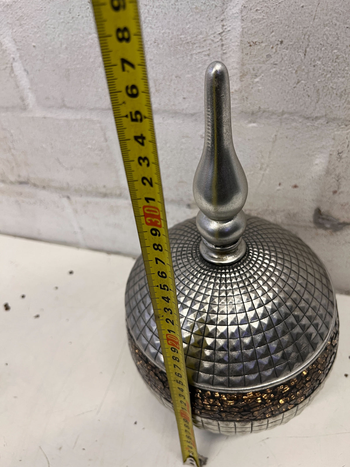 Unique Silver & Bronze Textured Decorative Sphere with Finial - 2ndhandwarehouse.com