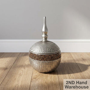 Unique Silver & Bronze Textured Decorative Sphere with Finial - 2ndhandwarehouse.com