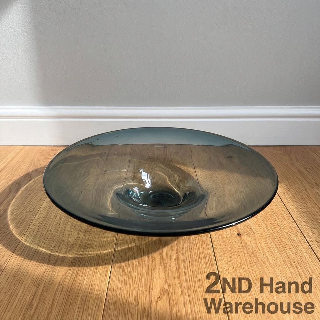 Elegant Blue Glass Decorative Bowl