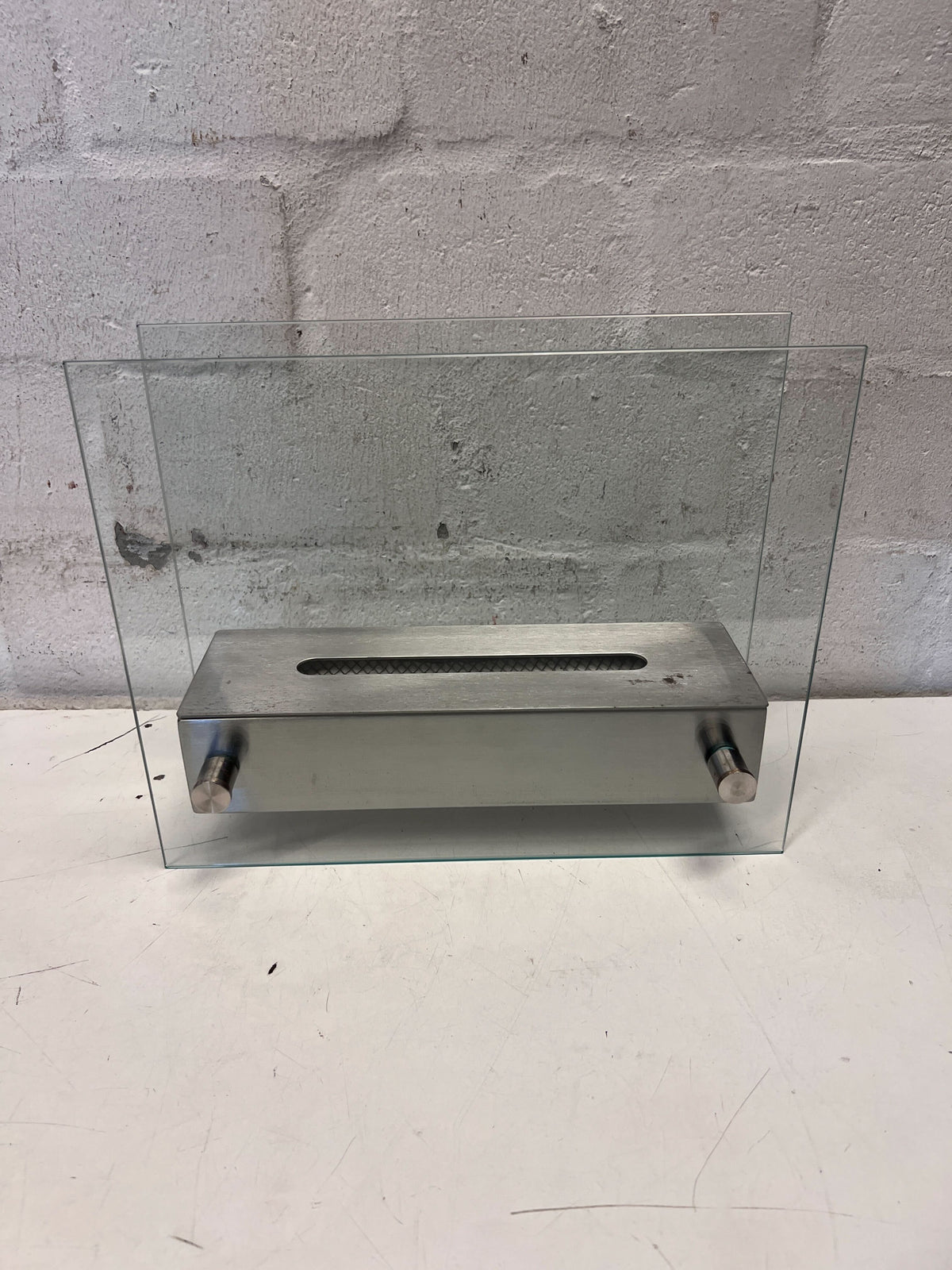 Modern Stainless Steel & Glass Tabletop Bio-Ethanol Burner - 2ndhandwarehouse.com