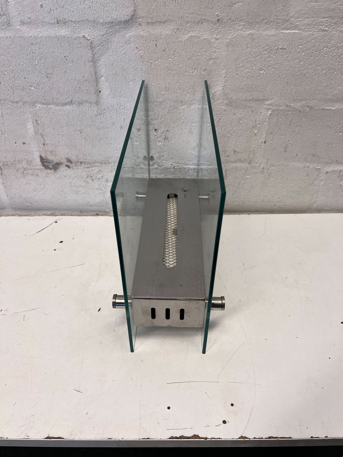 Modern Stainless Steel & Glass Tabletop Bio-Ethanol Burner - 2ndhandwarehouse.com
