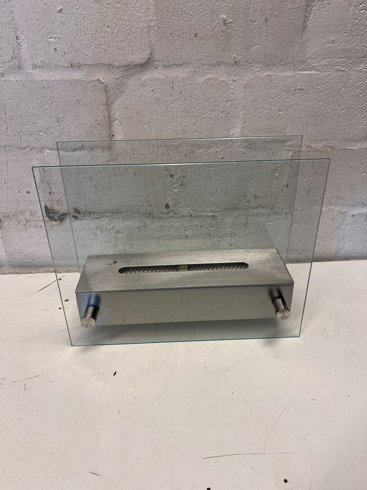Modern Stainless Steel & Glass Tabletop Bio-Ethanol Burner - 2ndhandwarehouse.com