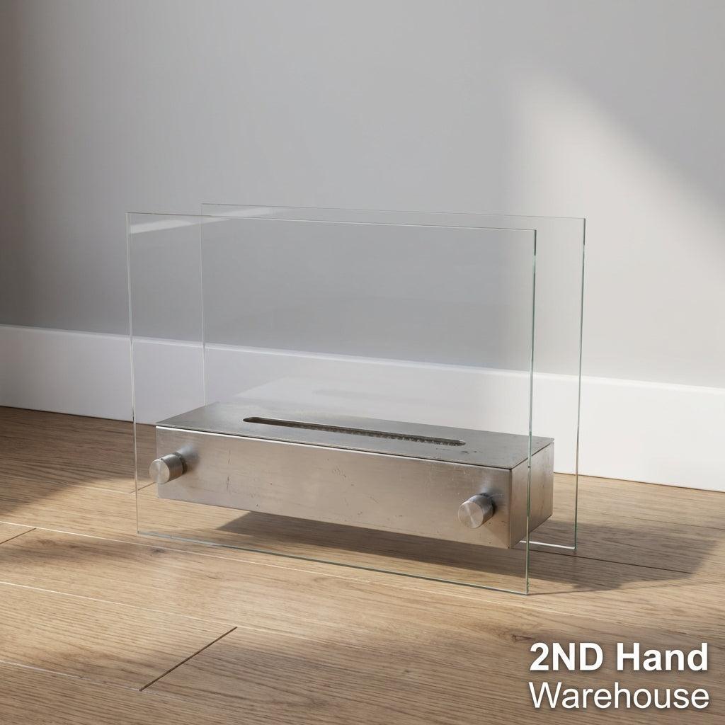 Modern Stainless Steel & Glass Tabletop Bio-Ethanol Burner - 2ndhandwarehouse.com