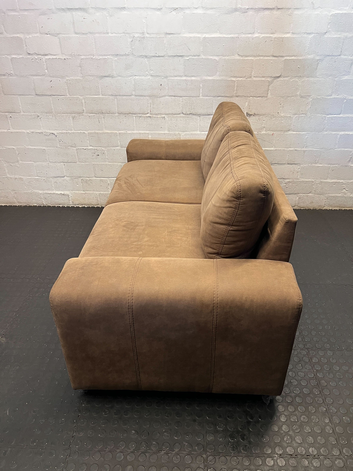 Cozy Brown 2-Seater Sofa - Microfiber Charm - 2ndhandwarehouse.com