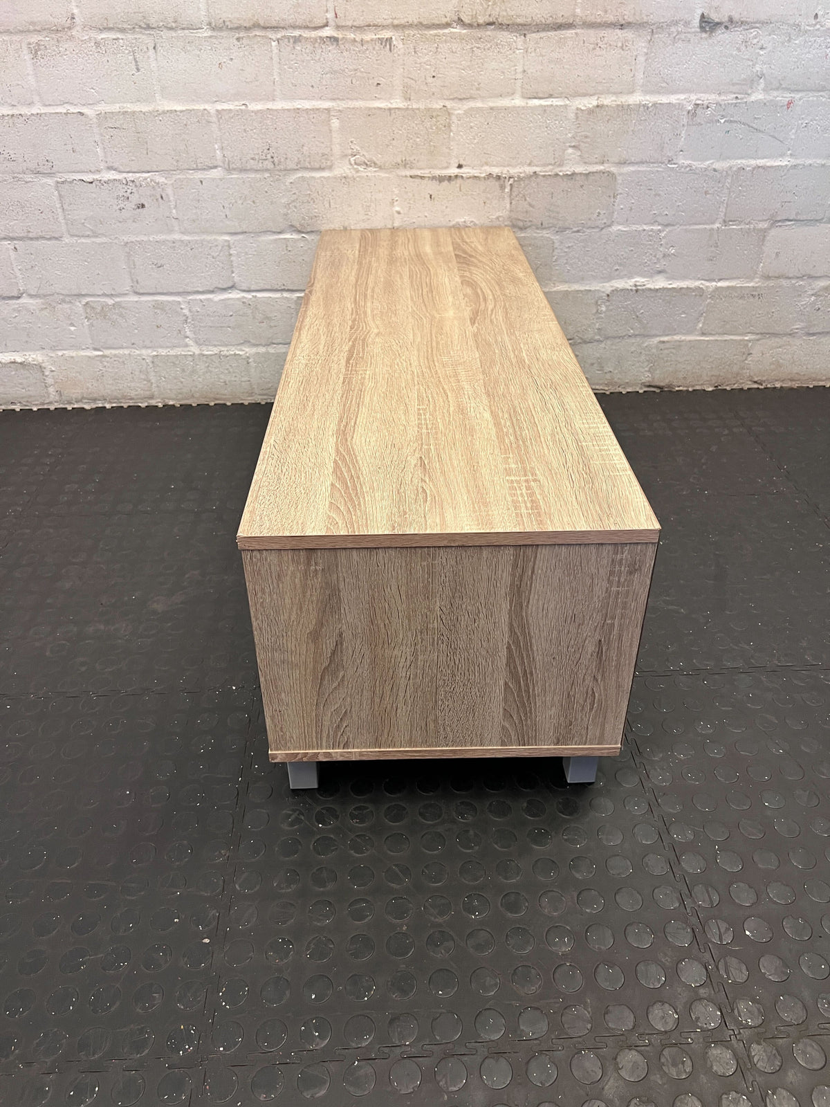 Modern Wood & Grey Media Unit with Sliding Door - 2ndhandwarehouse.com