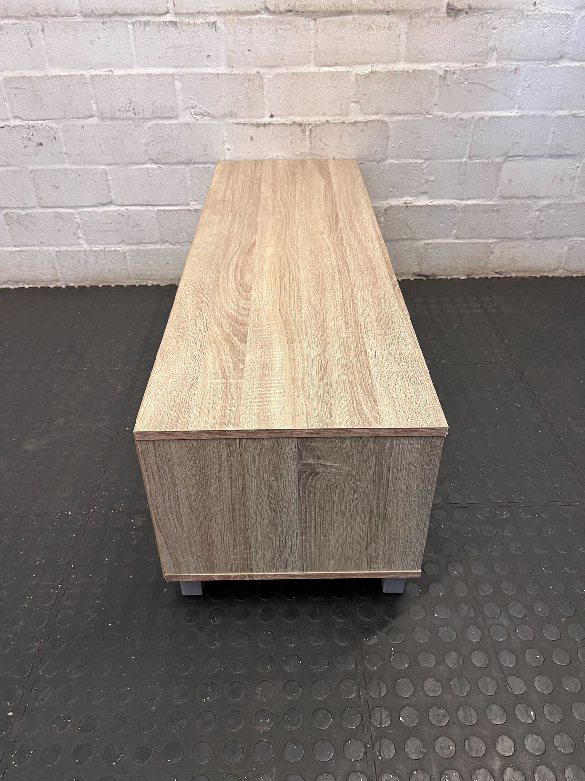 Modern Wood & Grey Media Unit with Sliding Door - 2ndhandwarehouse.com