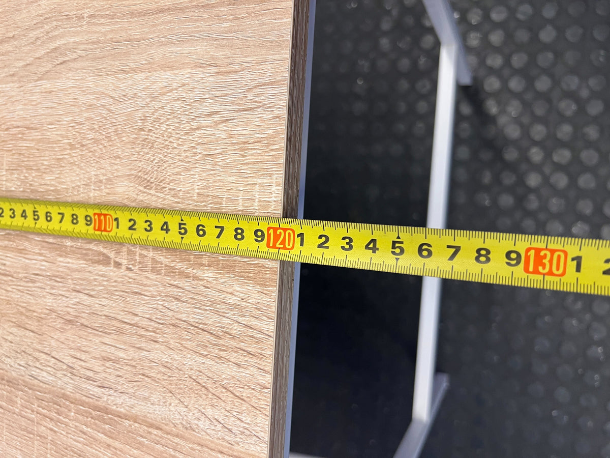 Compact Modern Desk with Light Wood Top & White Legs - 2ndhandwarehouse.com