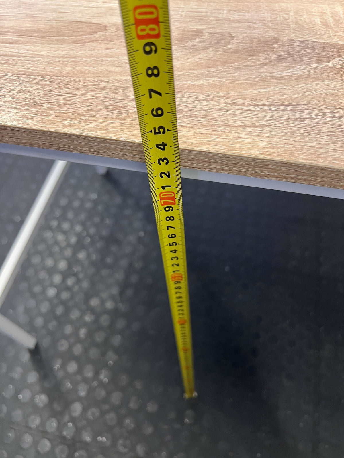 Compact Modern Desk with Light Wood Top & White Legs - 2ndhandwarehouse.com