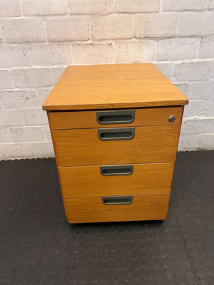 Mobile 3-Drawer Wood Office Pedestal with Lock - 2ndhandwarehouse.com