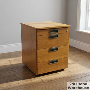 Mobile 3-Drawer Wood Office Pedestal with Lock - 2ndhandwarehouse.com