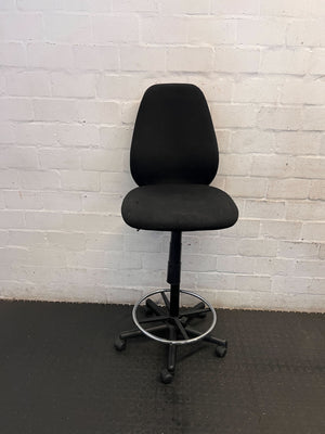 Adjustable Black Office Draughtsman Chair with Foot Ring - 2ndhandwarehouse.com