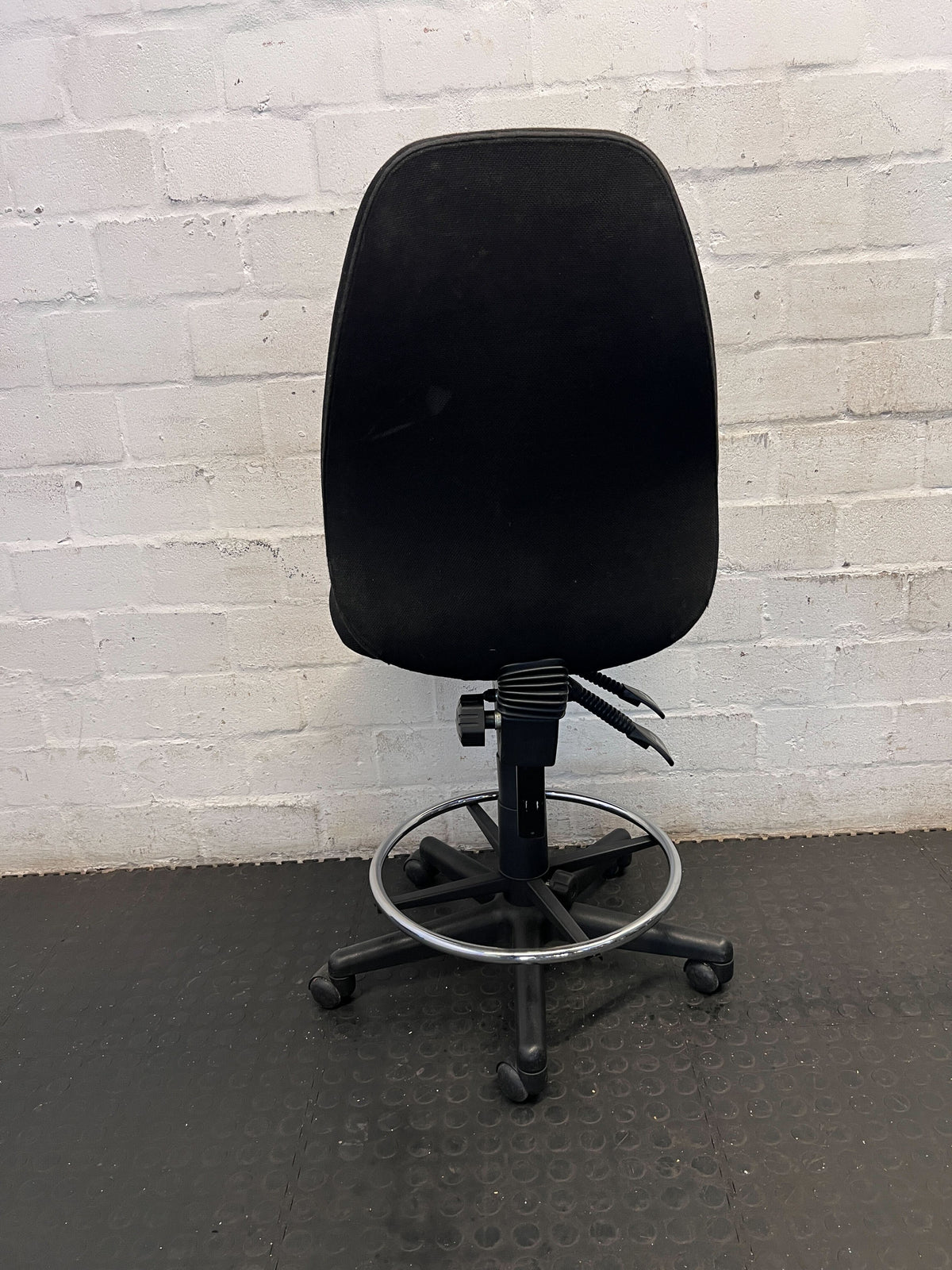 Adjustable Black Office Draughtsman Chair with Foot Ring - 2ndhandwarehouse.com