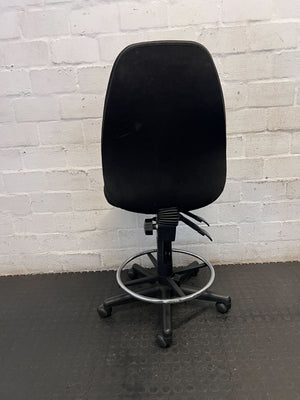 Adjustable Black Office Draughtsman Chair with Foot Ring - 2ndhandwarehouse.com
