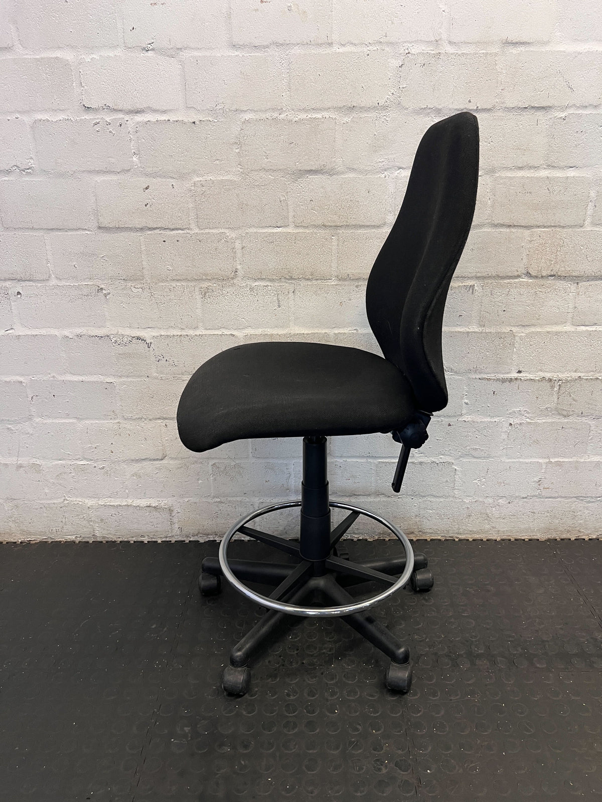 Adjustable Black Office Draughtsman Chair with Foot Ring - 2ndhandwarehouse.com