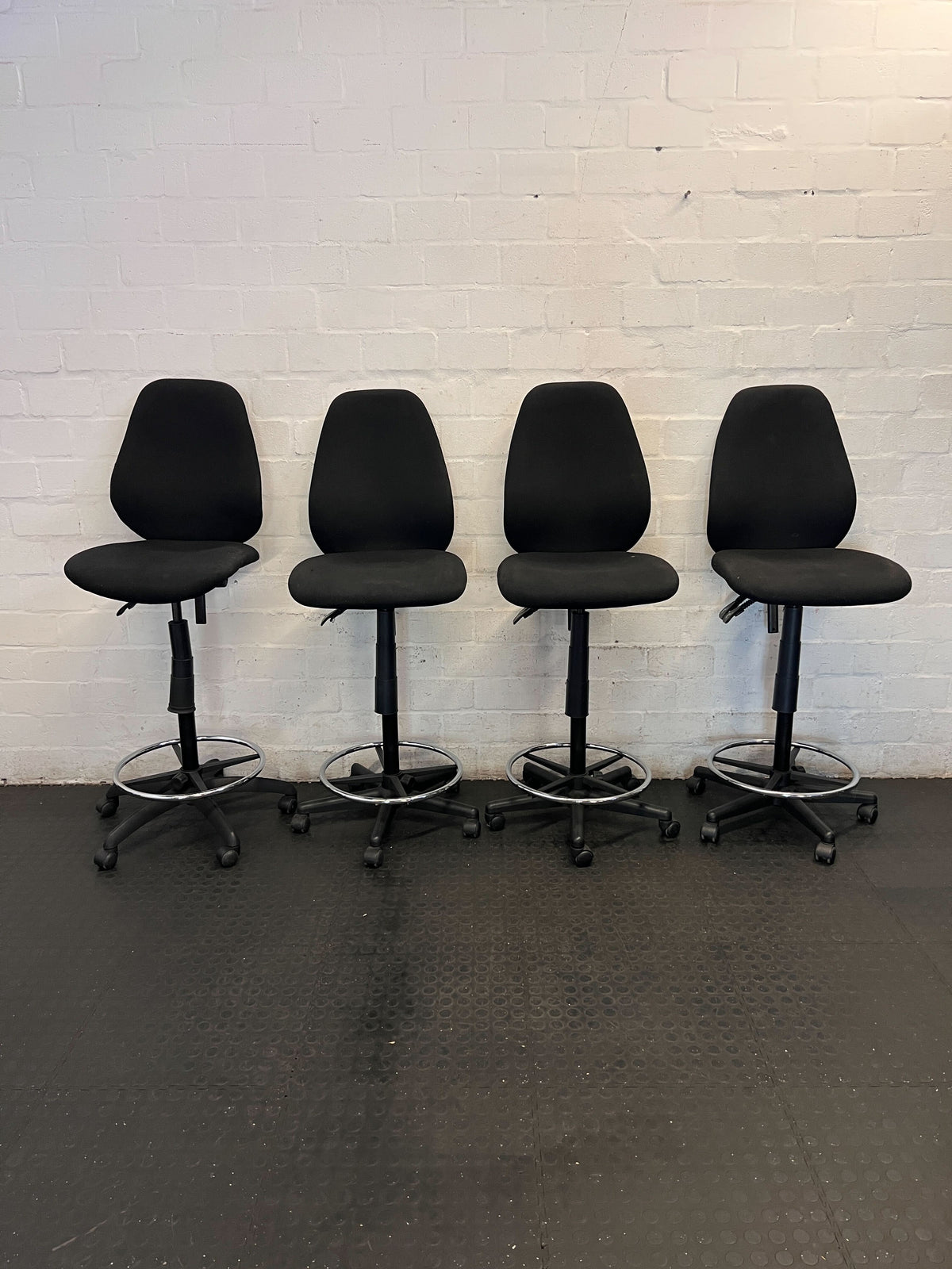 Adjustable Black Office Draughtsman Chair with Foot Ring - 2ndhandwarehouse.com