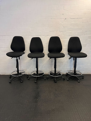 Adjustable Black Office Draughtsman Chair with Foot Ring - 2ndhandwarehouse.com