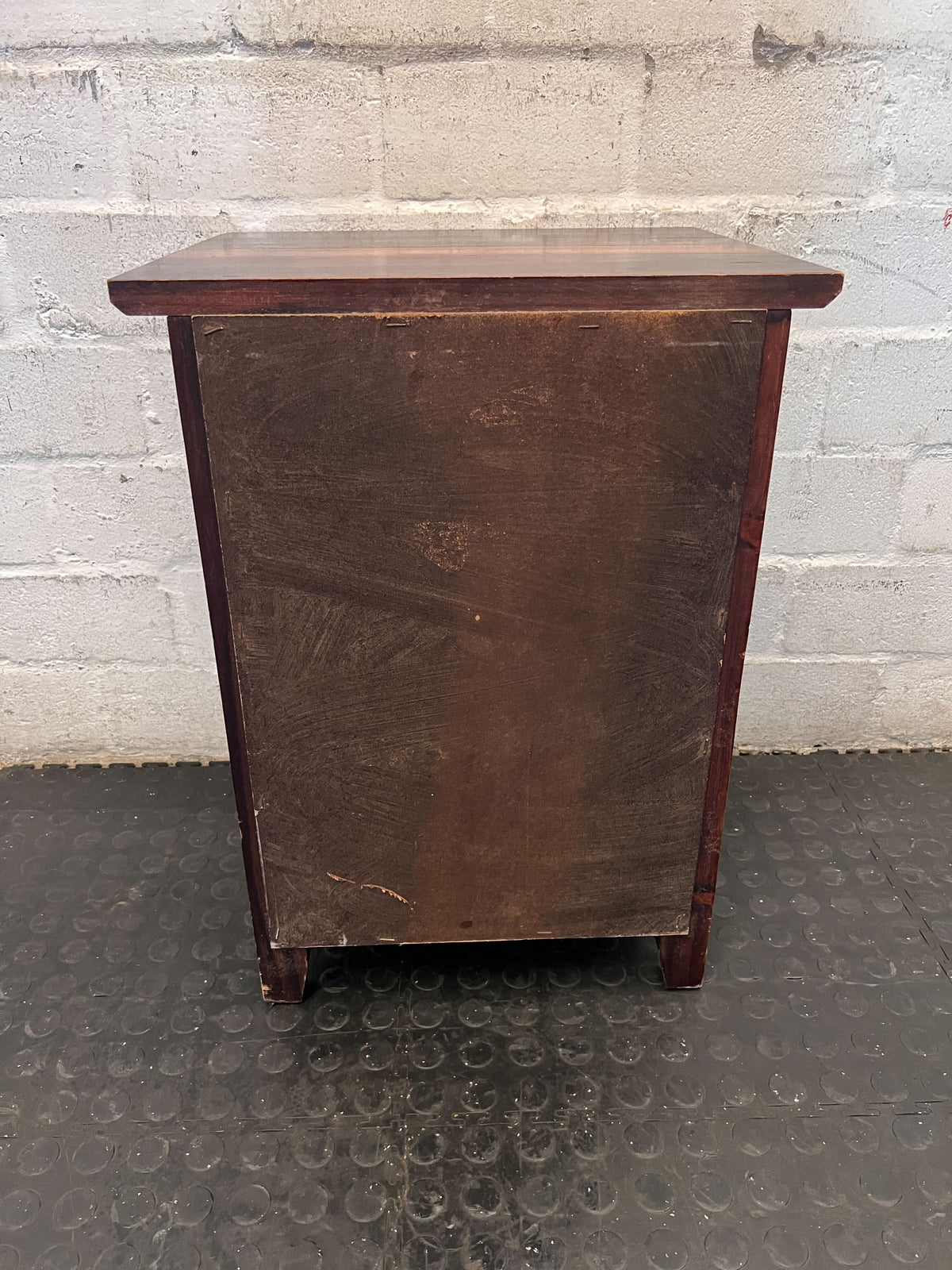 Compact Dark Wood Bedside Table with Shelf & Drawers - Fair used - 2ndhandwarehouse.com