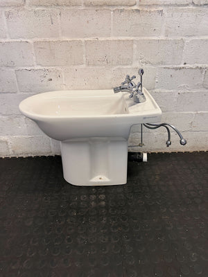 Hand wash tab -Classic White Ceramic Bidet with Chrome Mixer Taps - 2ndhandwarehouse.com