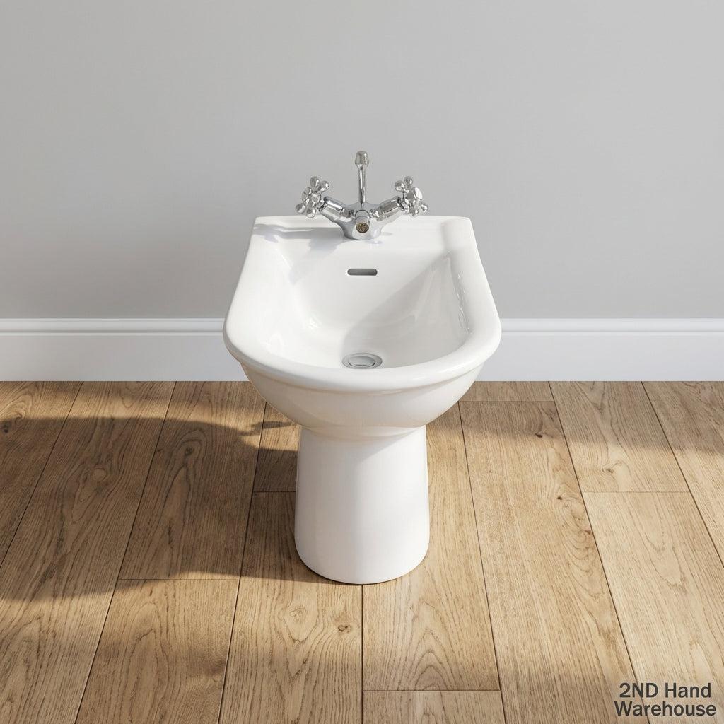 Hand wash tab -Classic White Ceramic Bidet with Chrome Mixer Taps - 2ndhandwarehouse.com