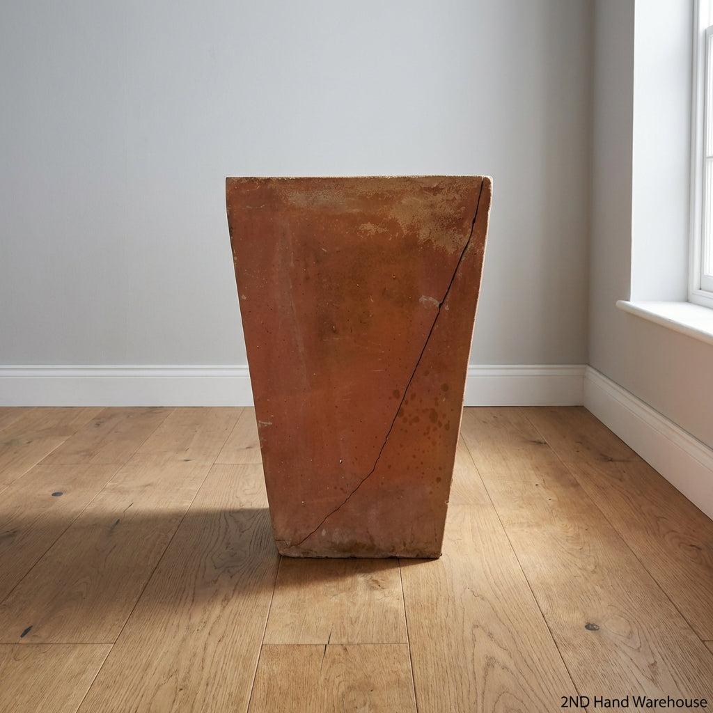 Planting  -Rustic Terracotta Trapezoid Planter Pot - Cracked - 2ndhandwarehouse.com