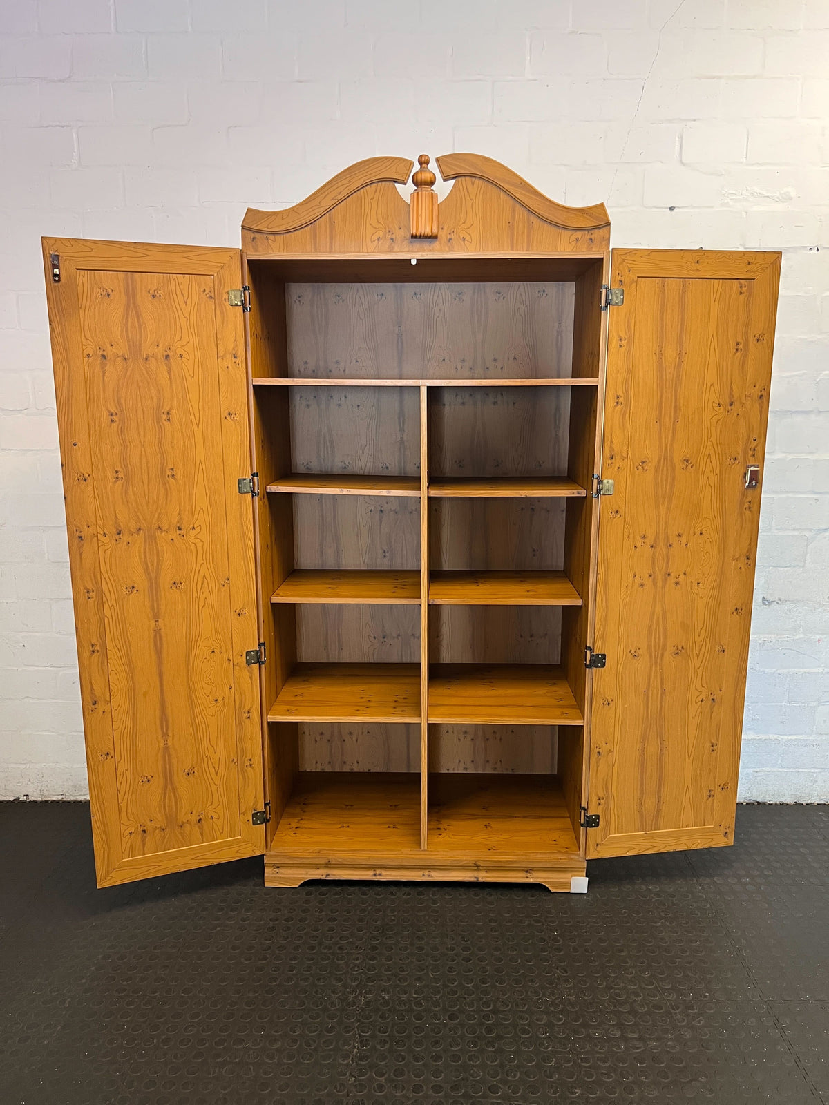 Wadrobe  - Charming Pine Wardrobe with Mirrored Door ✨  - One side mirror is broken - 2ndhandwarehouse.com