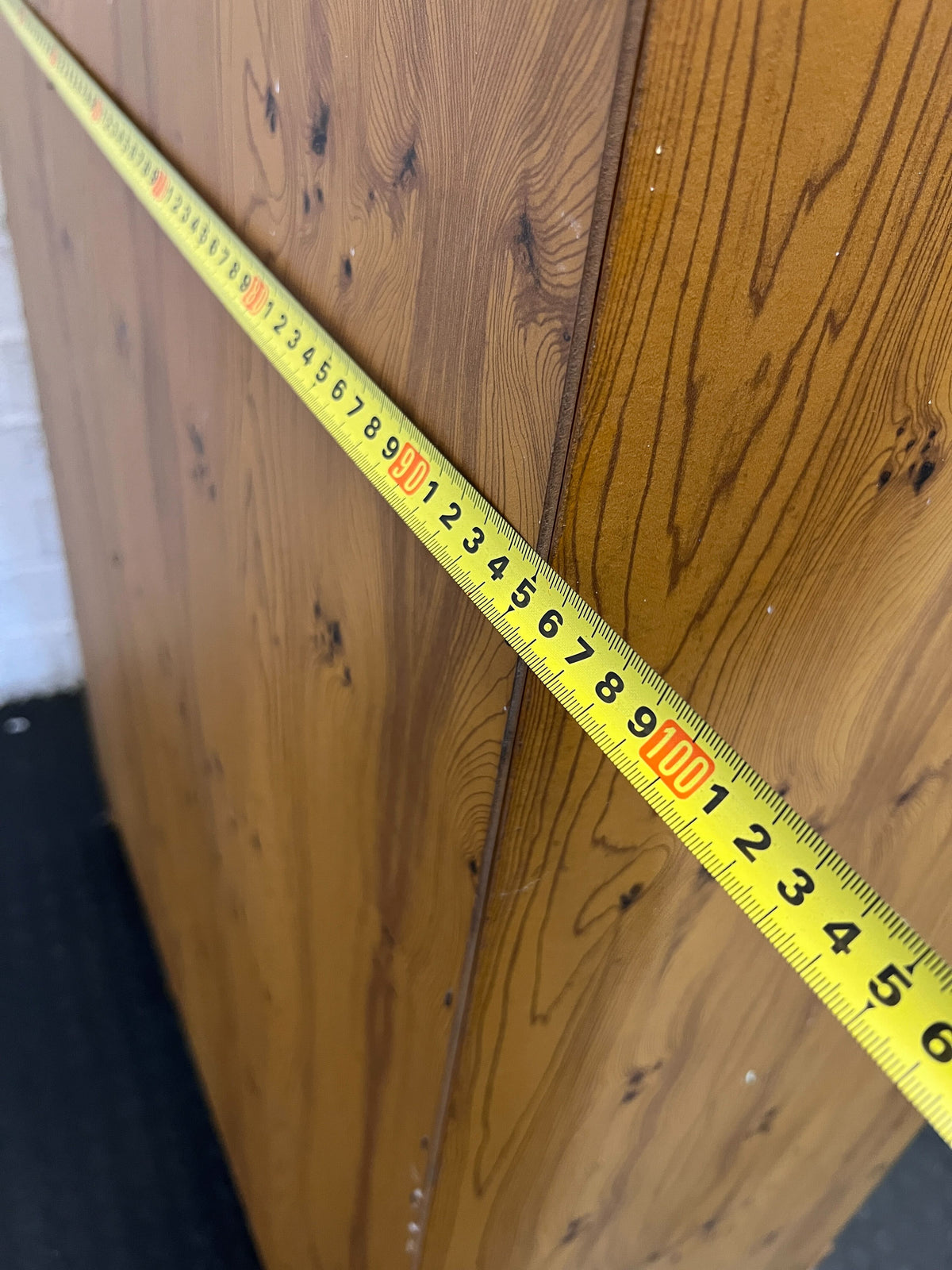 Wadrobe  - Charming Pine Wardrobe with Mirrored Door ✨  - One side mirror is broken - 2ndhandwarehouse.com