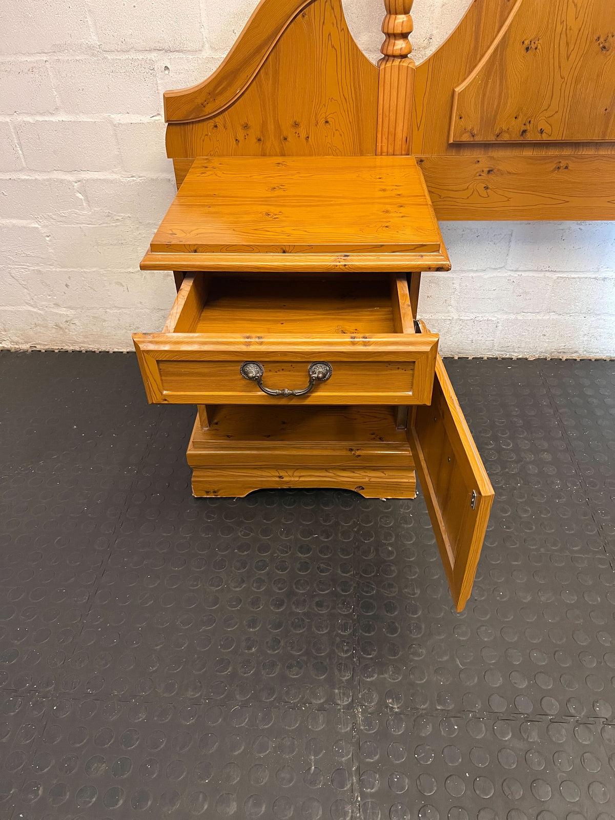 double headboard  - Elegant Wooden Headboard with Integrated Bedside Tables - 2ndhandwarehouse.com