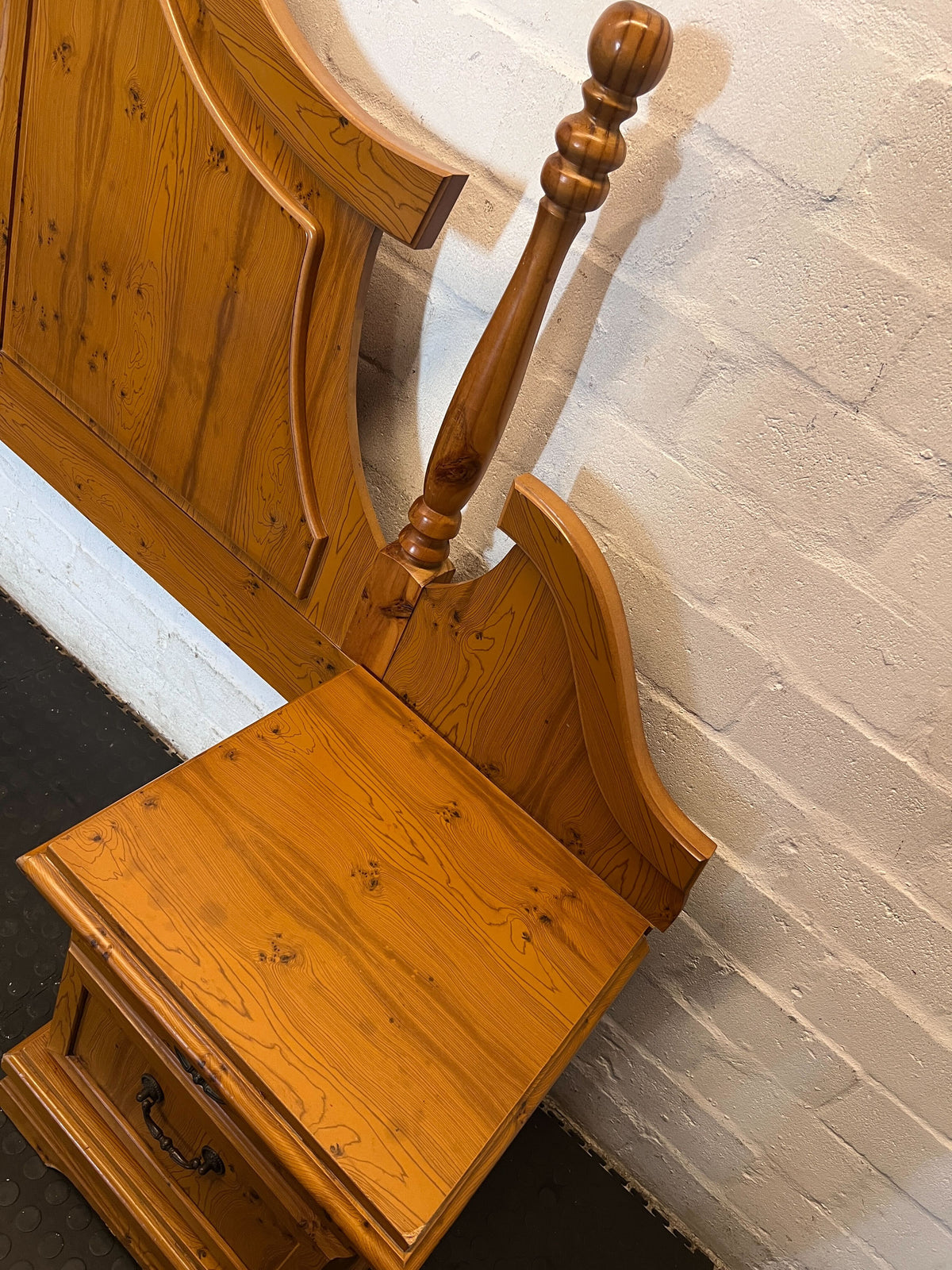 double headboard  - Elegant Wooden Headboard with Integrated Bedside Tables - 2ndhandwarehouse.com