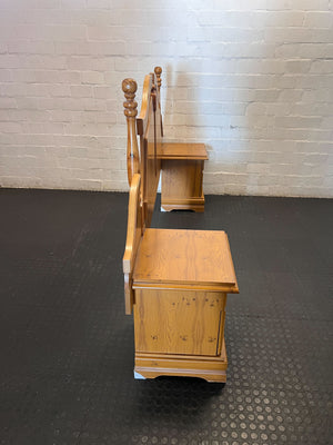 double headboard  - Elegant Wooden Headboard with Integrated Bedside Tables - 2ndhandwarehouse.com