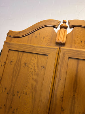 Waldrope -Charming Wooden Double Wardrobe with Ornate Top  - Fair used - 2ndhandwarehouse.com