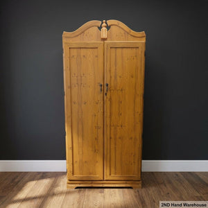 Waldrope -Charming Wooden Double Wardrobe with Ornate Top  - Fair used - 2ndhandwarehouse.com