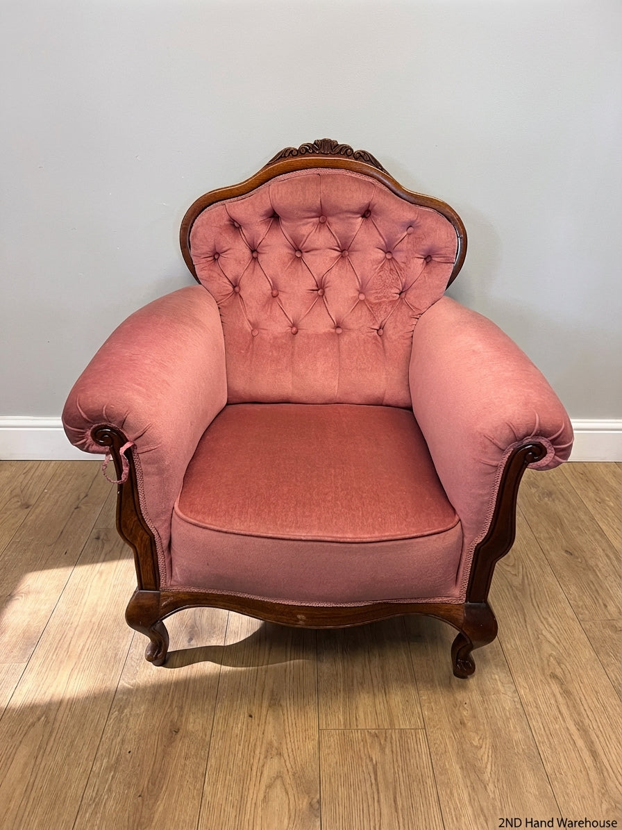 Vintage Victorian Style Tufted Lounge Chairs - Pair - 2ndhandwarehouse.com