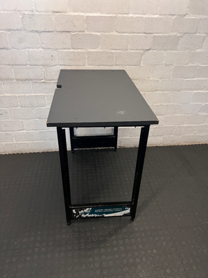 Black Office Desk with Metal Frame - Well Used Condition - 2ndhandwarehouse.com