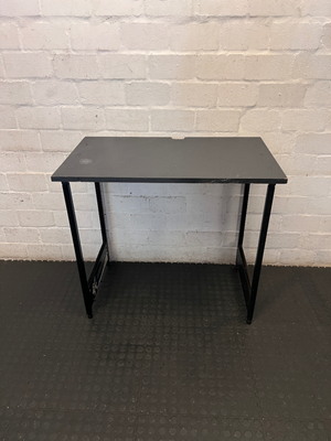 Black Office Desk with Metal Frame - Well Used Condition - 2ndhandwarehouse.com