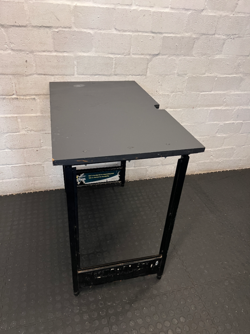 Black Office Desk with Metal Frame - Well Used Condition - 2ndhandwarehouse.com