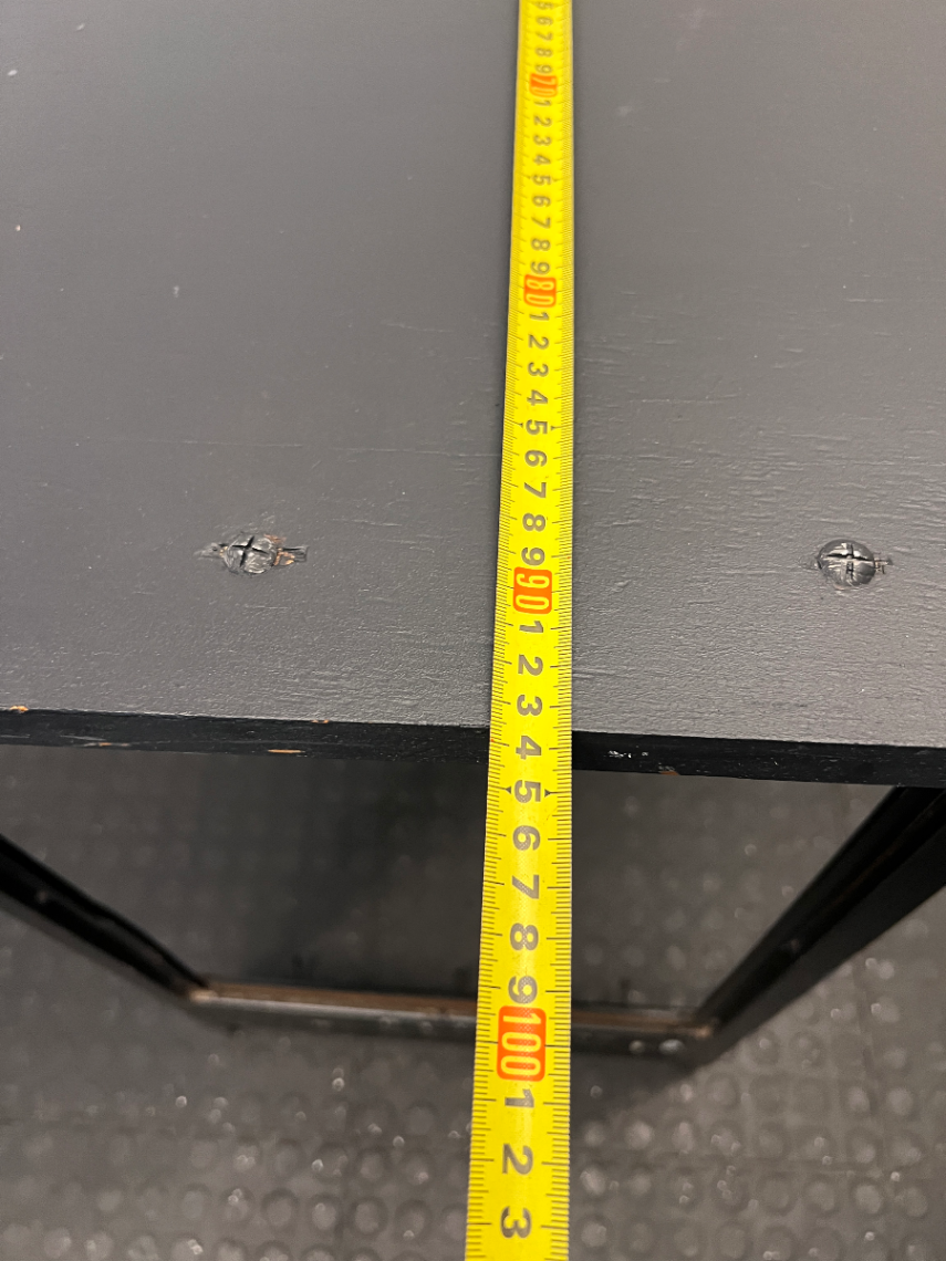 Black Office Desk with Metal Frame - Well Used Condition - 2ndhandwarehouse.com