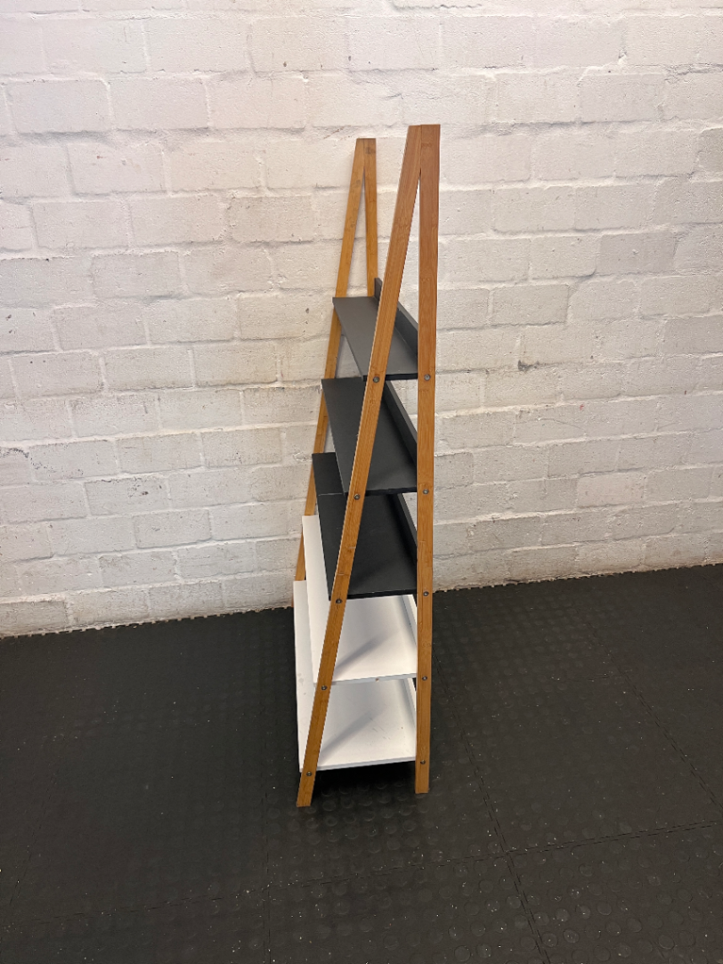 Two-Tone Wooden Ladder Shelf Unit - Fair Condition (Scuffs & Marks) - 2ndhandwarehouse.com