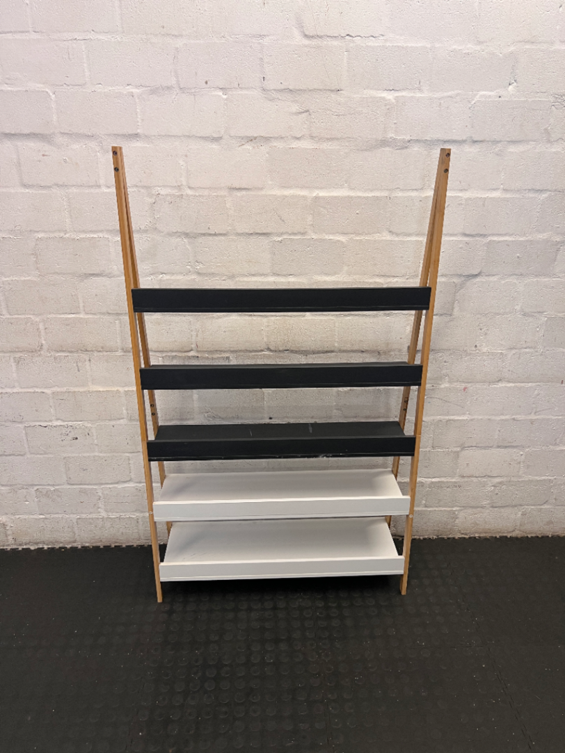 Two-Tone Wooden Ladder Shelf Unit - Fair Condition (Scuffs & Marks) - 2ndhandwarehouse.com