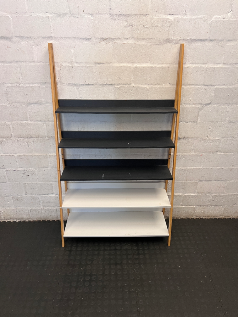 Two-Tone Wooden Ladder Shelf Unit - Fair Condition (Scuffs & Marks) - 2ndhandwarehouse.com
