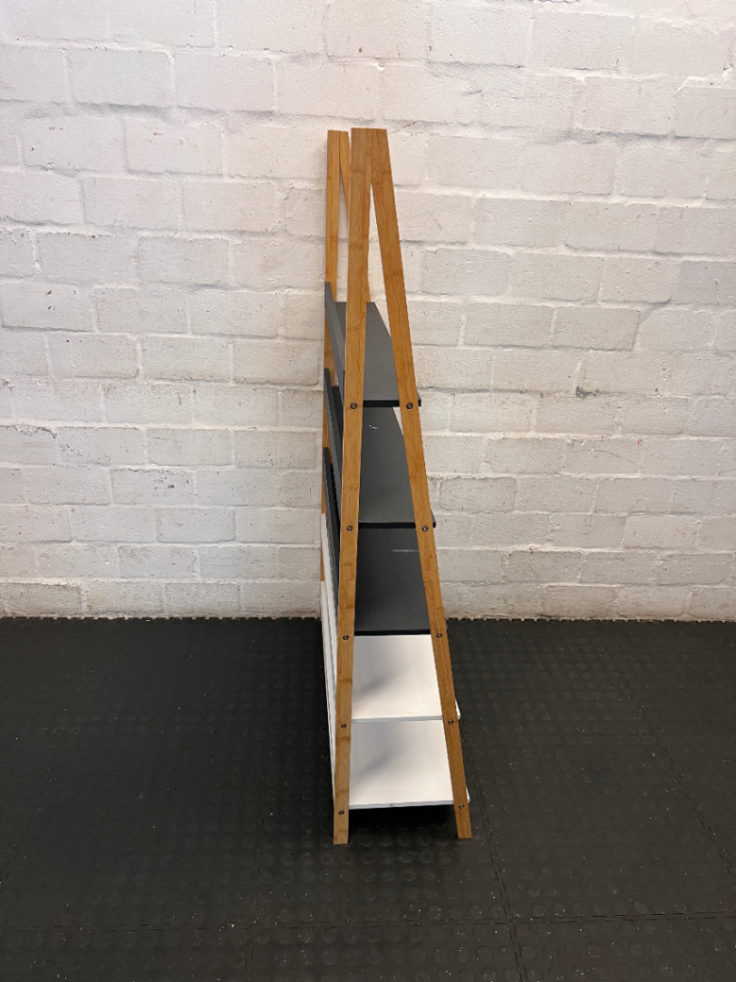 Two-Tone Wooden Ladder Shelf Unit - Fair Condition (Scuffs & Marks) - 2ndhandwarehouse.com