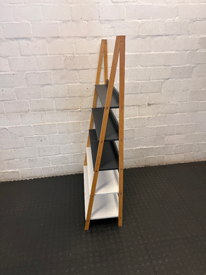 Two-Tone Wooden Ladder Shelf Unit - Fair Condition (Scuffs & Marks) - 2ndhandwarehouse.com
