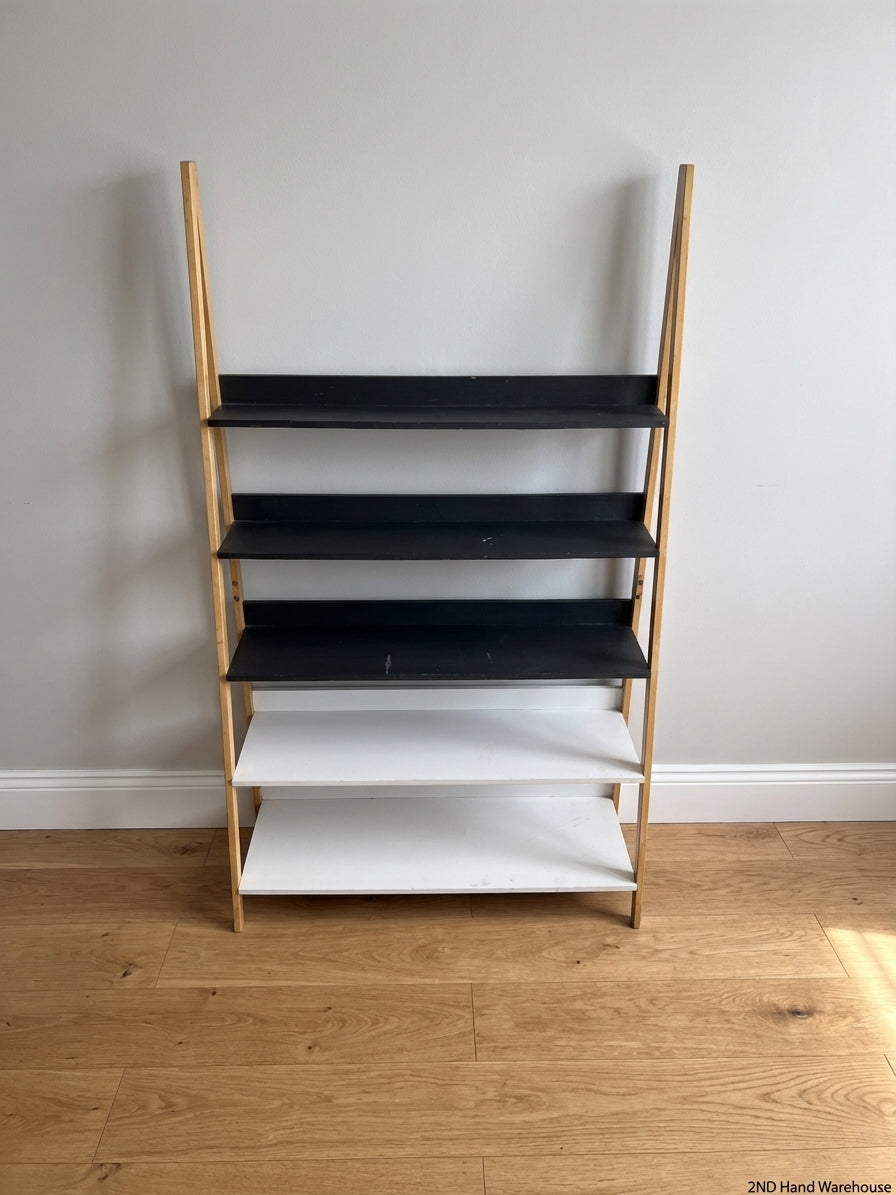 Two-Tone Wooden Ladder Shelf Unit